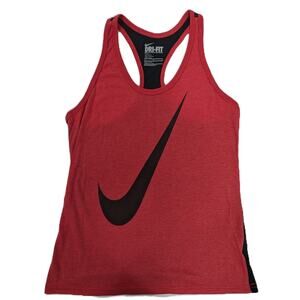 Women's Nike Dry Fit Racer Back Workout Shirt Red and Black Size M